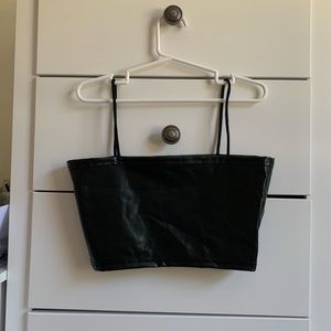 PU leather straight neck cami